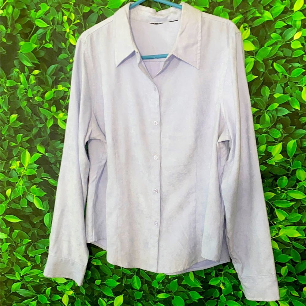 Suede Lavender Button Up Top